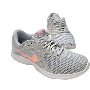 Nike Revolution 4 Pure Platinum Sunset Women's Running Shoes Gray‎ Pink Size 8.5